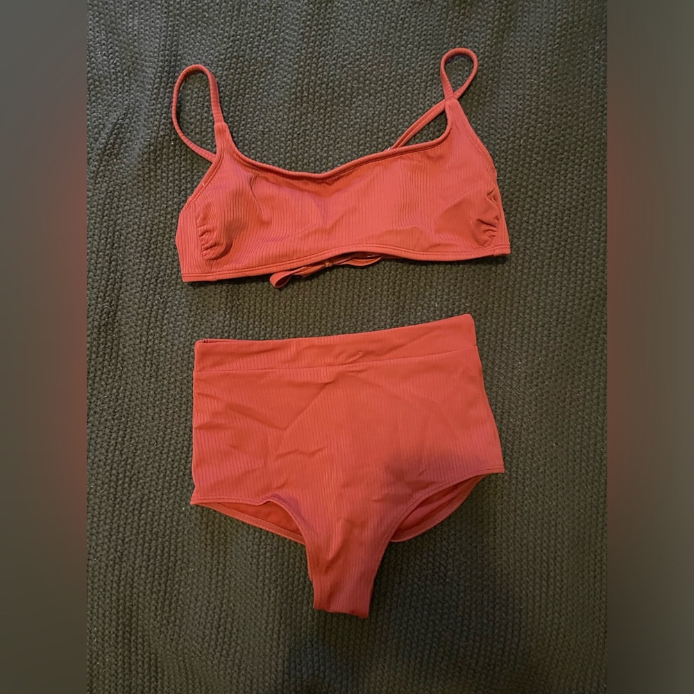 Rust-colored high waisted swimsuit - Target